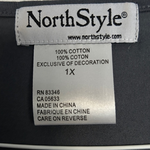 NorthStyle Gray Long Sleeve Knit Studded T Shirt Christmas Tree Holiday Top 1X - Picture 5 of 6